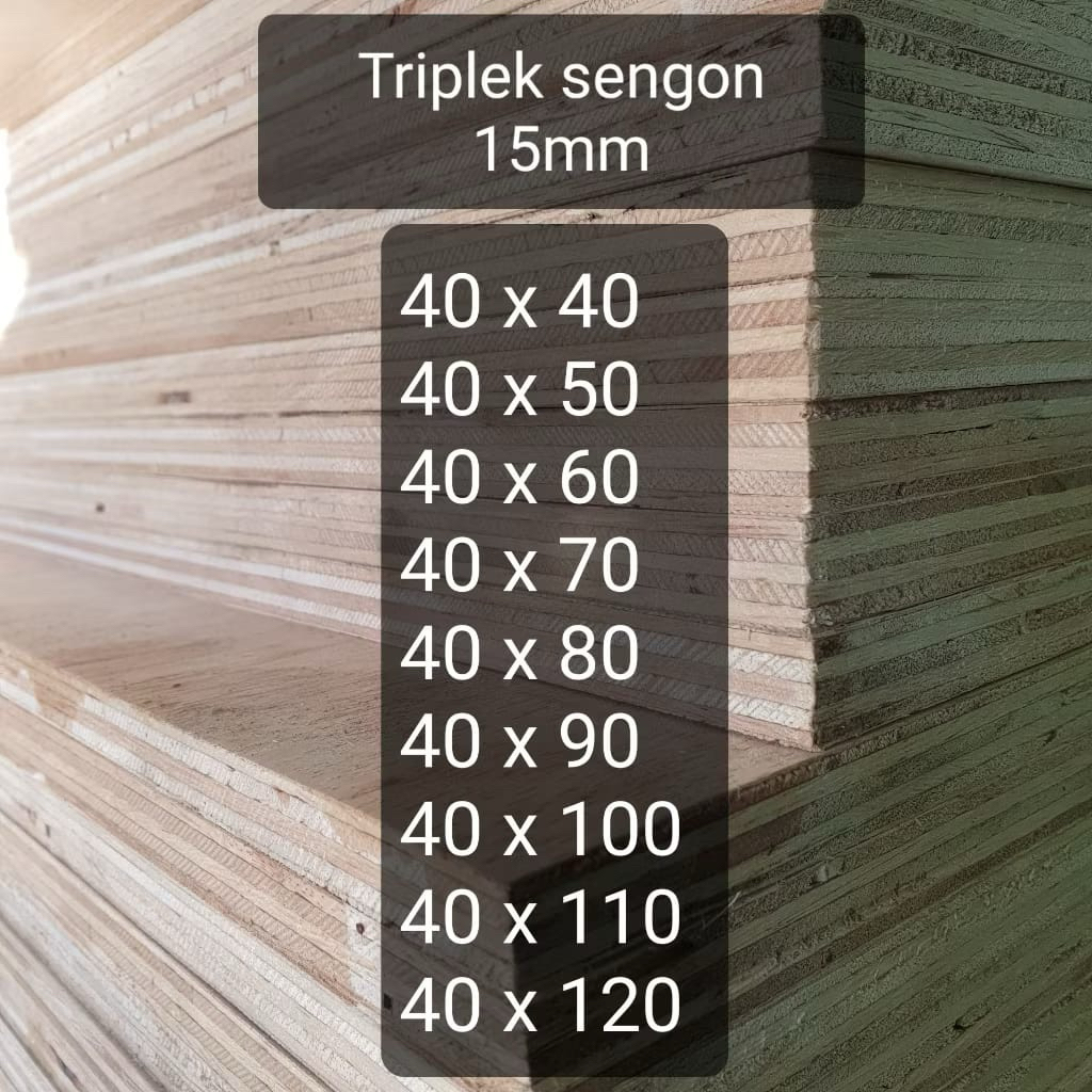 Triplek custom sengon 15 mm plywood multiplek halus 2 sisi lebar 40cm