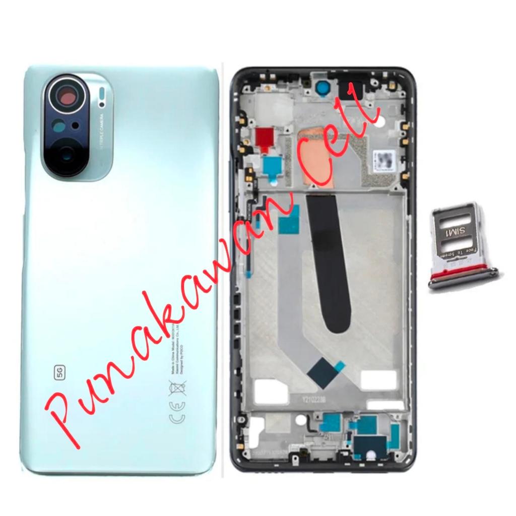 Housing- Casing + Kesiang Fullset Poco F3 - Backdoor + Bezzel Frame aLcd Poco F3 - Simtray - Ring Ka