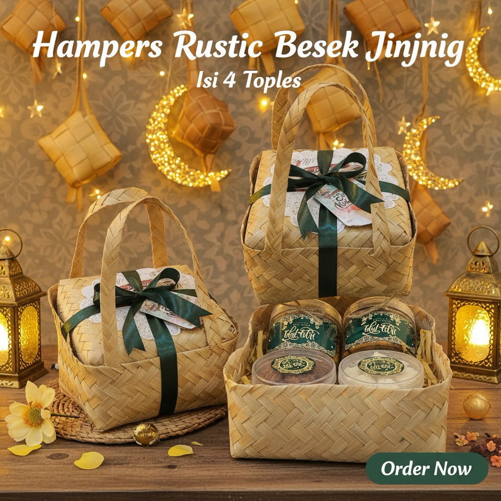 HAMPERS KUE KERING LEBARAN BESEK JINJING/HAMPERS EID KEMASAN BESEK