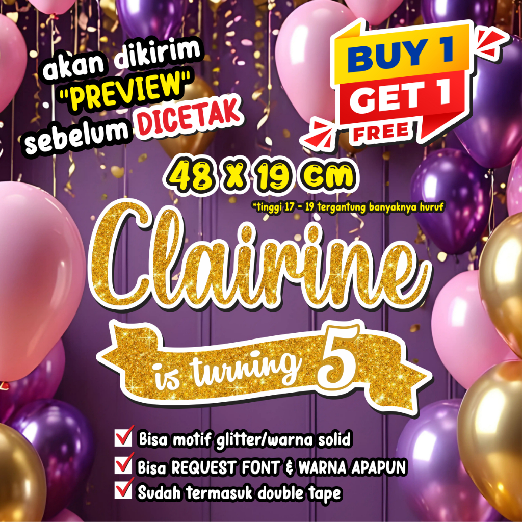 Kertas Tulisan Nama Dekorasi Backdrop Custom untuk Ultah Tedak Siten Tasyakuran Aqiqah Khitan Engage