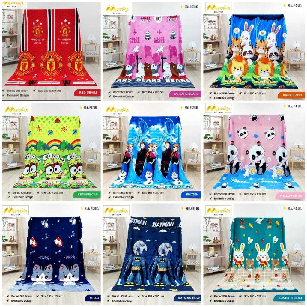 SELIMUT BULU HALUS MOTIF KARAKTER LUCU // SELIMUT PREMIUUM