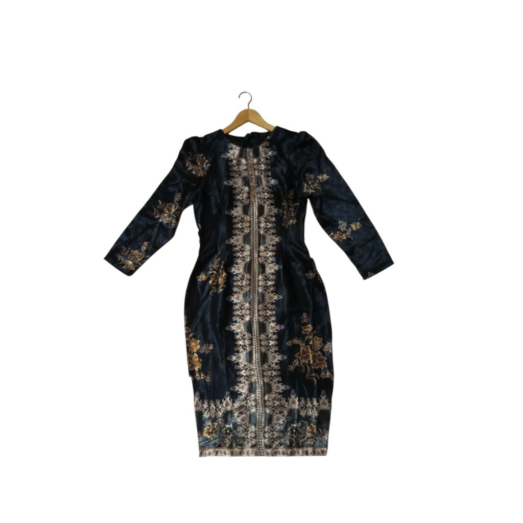 Dress Hitam Batik Wanita Lengan Panjang