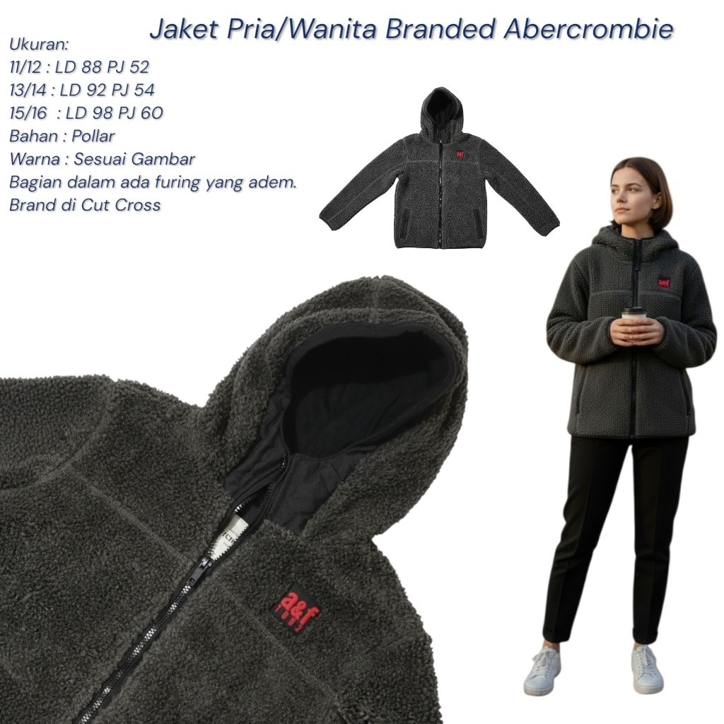 Jaket Hoodie Pria Wanita Bulu Tebal | Jaket Polar Unisex Hangat