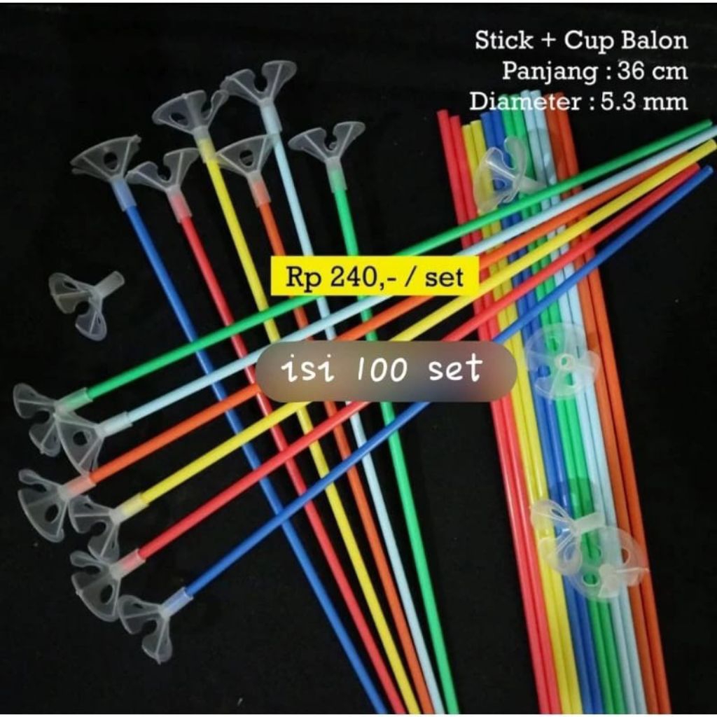 100 pcs stik balon - stik balon isi 100 pcs - stik balon / perlengkapan pesta / stik balon / stik