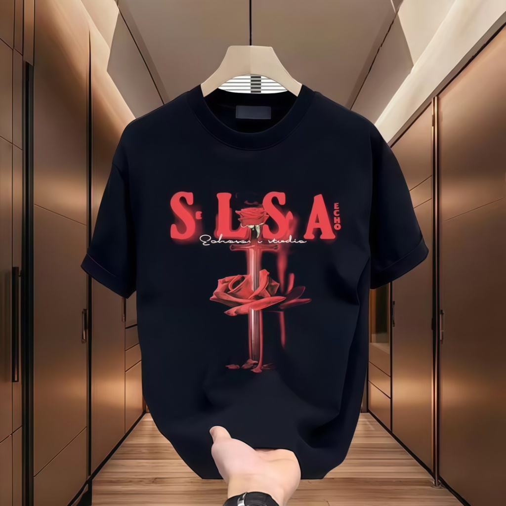 [COD] Kaos Pria SLSA Motif Mawar Aesthetic Katun Premium