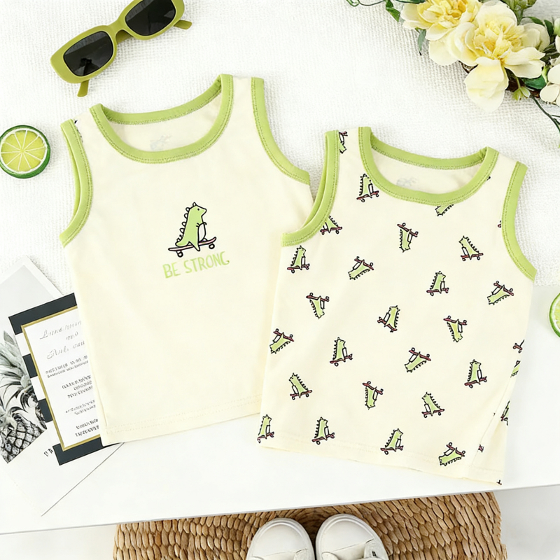 2 Pcs Singlet Anak Cowok Laki Laki / Kaos Kutang Anak Laki laki DINO    SERIES/ Tank Top Anak