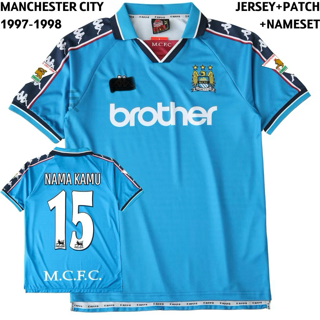 Jersey Manchester City Home 1997 1998 - Jersey Man City Retro Vintage Grade Original