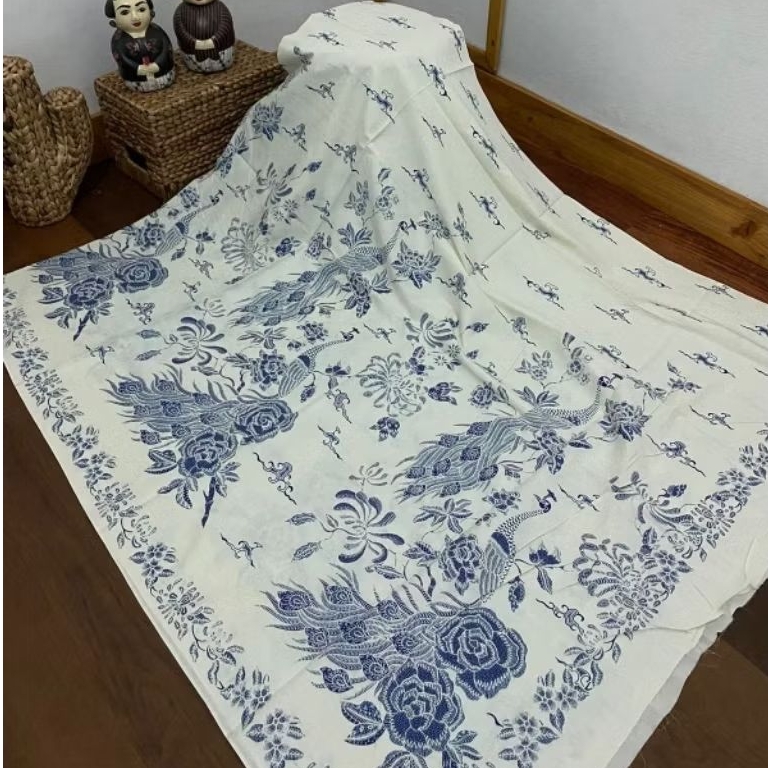 (ORIGINAL) KAIN BATIK SOLO BURUNG MERAK MAWAR BIRU