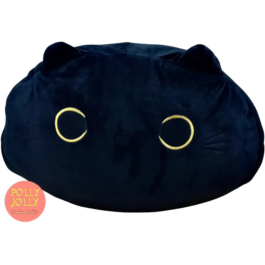 MR.DIY - Boneka Bantal Kucing Velvet Bludru Empuk Warna Hitam (Preloved)