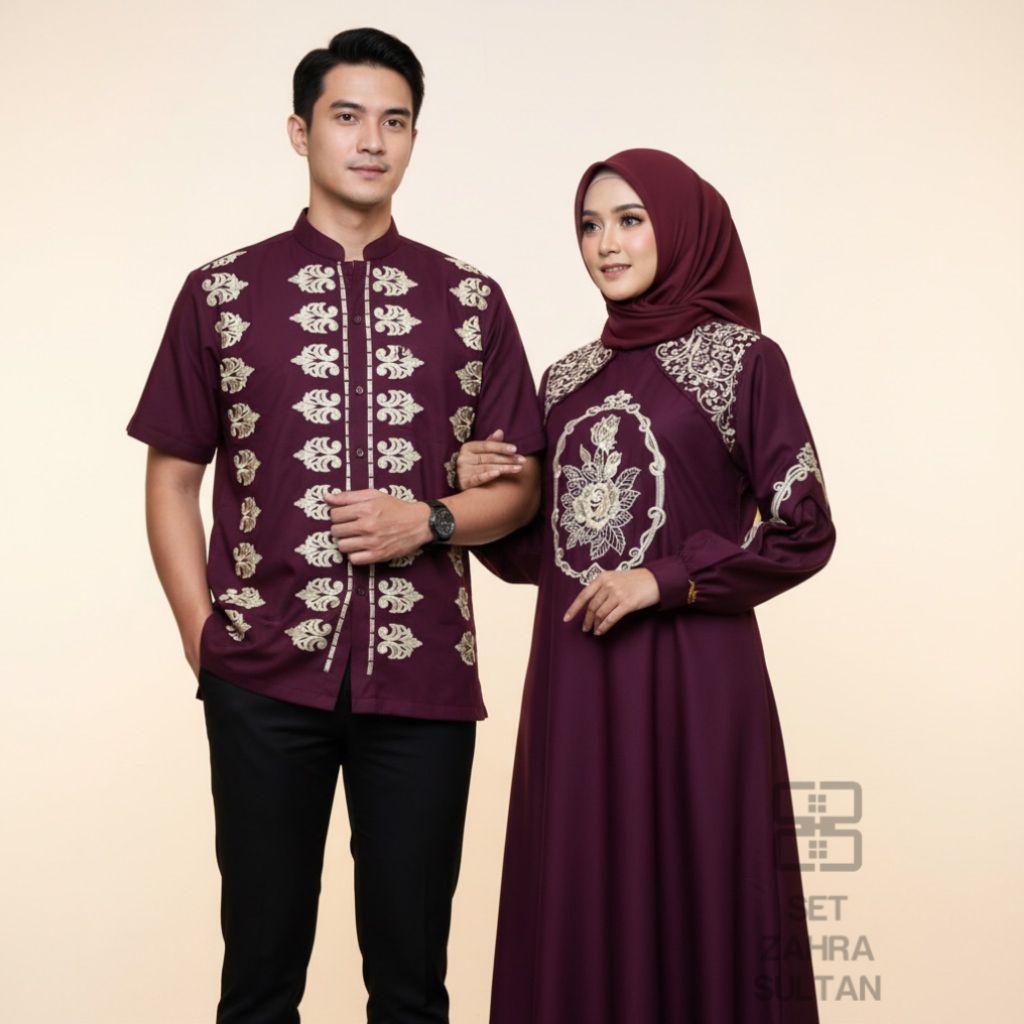 GAMIS ZAHRA SULTAN COUPLE KOKO KATUN TOYOBO PREMIUM // SET BAJU MUSLIMAH // TOYOBO BORDIR // KATUN /