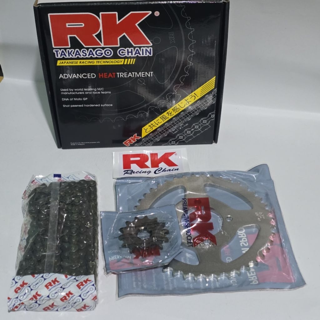 GEARSET GIRSET SUZUKI SATRIA FU150 KARBU OLD/LAMA RK RACING TAKASAGO 43T-14T 428 ORIGINAL RK RACING 