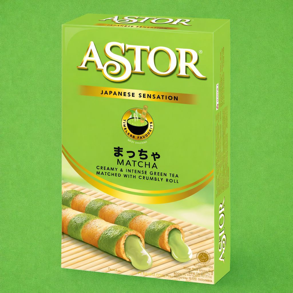 Astor Matcha Wafer Stick | Wafer Gulung Rasa Matcha Premium Renyah