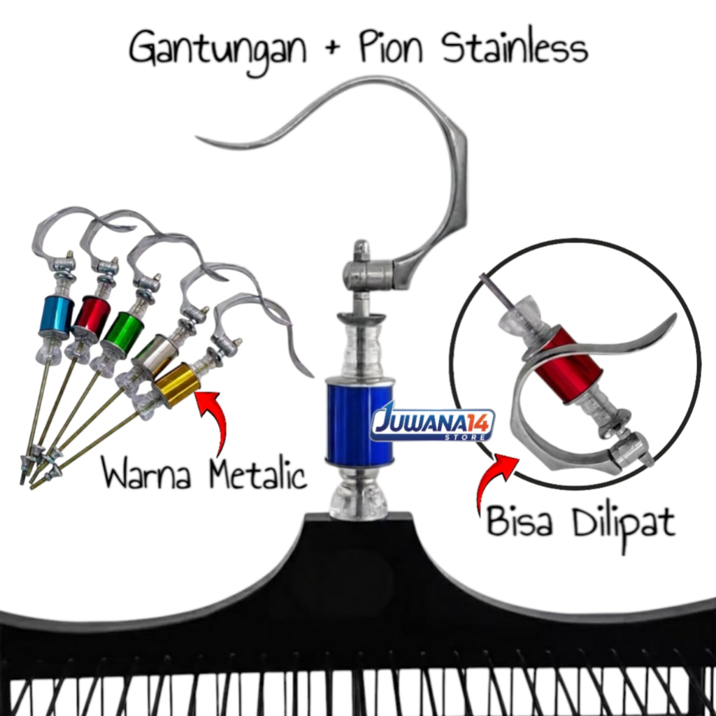 Gantungan Sangkar Kotak Replika Lipat Bnr + Pion Stainless | Cantolan Kandang Burung Murai Full Set