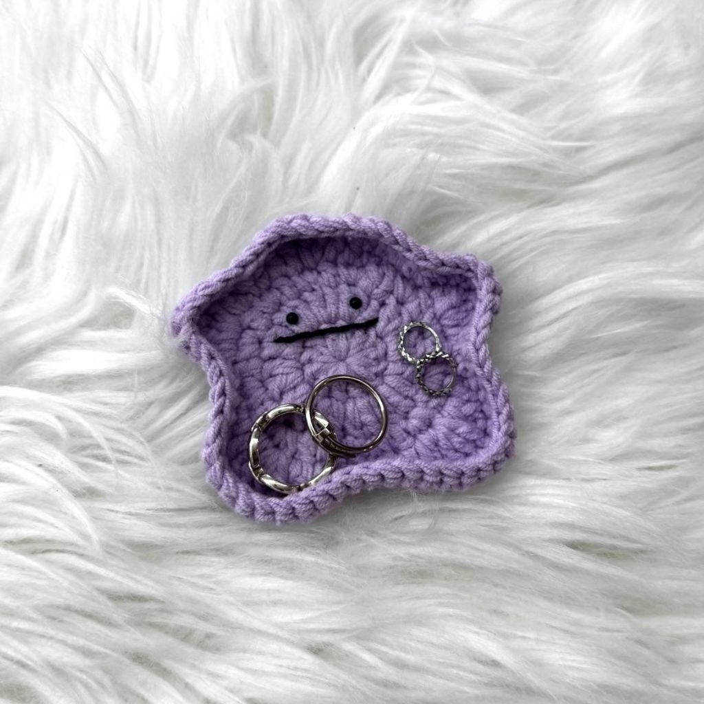 Ditto Pokemon Reusable SET Cute Crochet Coaster Handmade Tatakan Cup Gelas Rajut Estetik Lucu Kado H