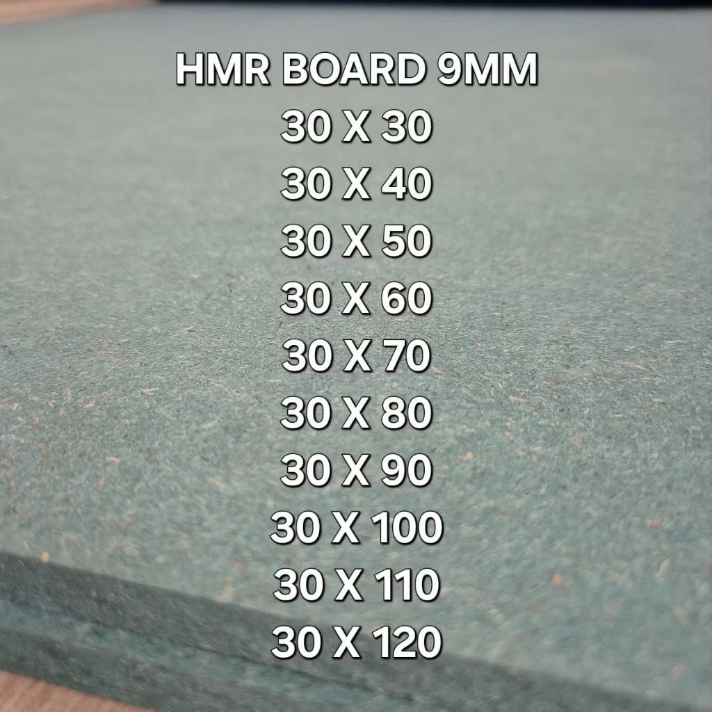 Papan MDF/HMR Board custom warna hijau 9mm lebar 30 cm