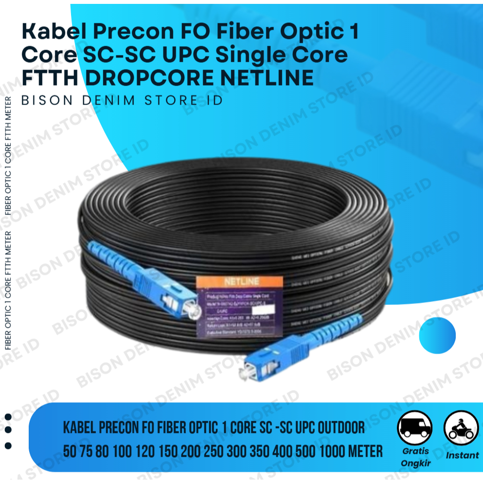 Kabel Precon Netline FO FTTH Fiber Optic 1 Core SC-SC UPC 3 Selling Single Core Outdoor Dropcore Cab