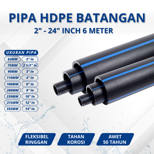 Pipa HDPE Batangan 6 Meter Ukuran 315mm Atau 12" Inch - Pipa Hdpe Lengkap
