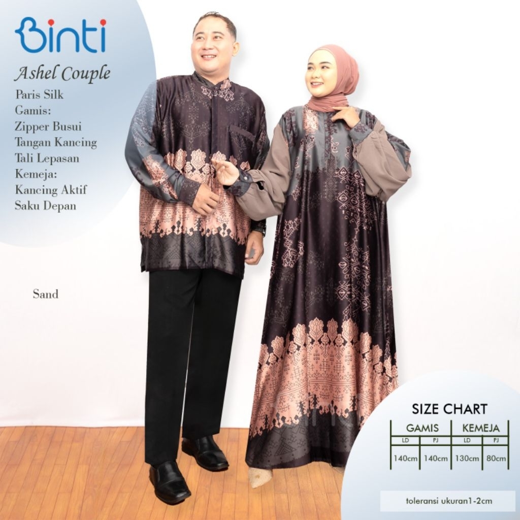 ASHEL  DRESS  COUPLE JUMBO LD 140 BAHAN SILK BY BINTI COUPLE MUSLIMAH BAJU COUPLE BAJU LEBARAN