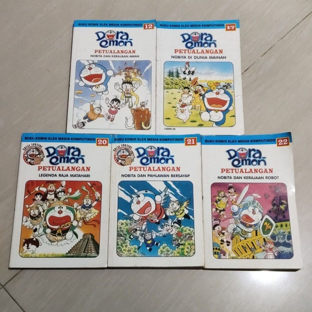 5 KOMIK ORI KOMIK DORAEMON PETUALANGAN NOBITA NO 12.17.20.21.22. PENERBIT ELEX MEDIA KOMPUTINDO