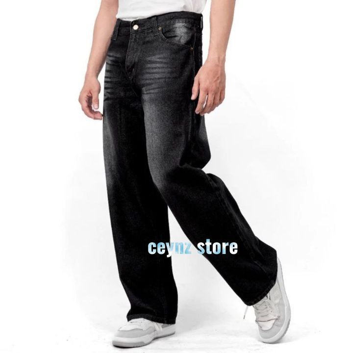 Celana Jeans Pria Baggy Loose Fit Celana Jeans Pria Washed Loose Pants Celana Baggy Jeans Pria