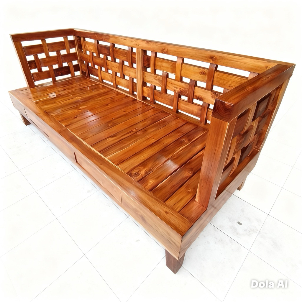 Bangku bale Bale Kepang Jati - Daybed bangku Jati - Kursi bangku minimalis Jati - Bangku minimalis J