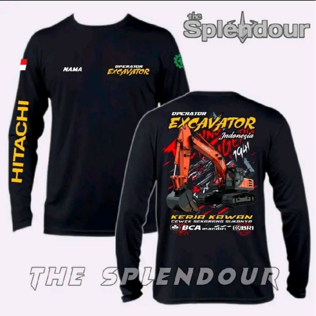 Kaos Lengan Panjang OPERATOR EXCAVATOR INDONESIA HITACHI Kaos Distro Unisex