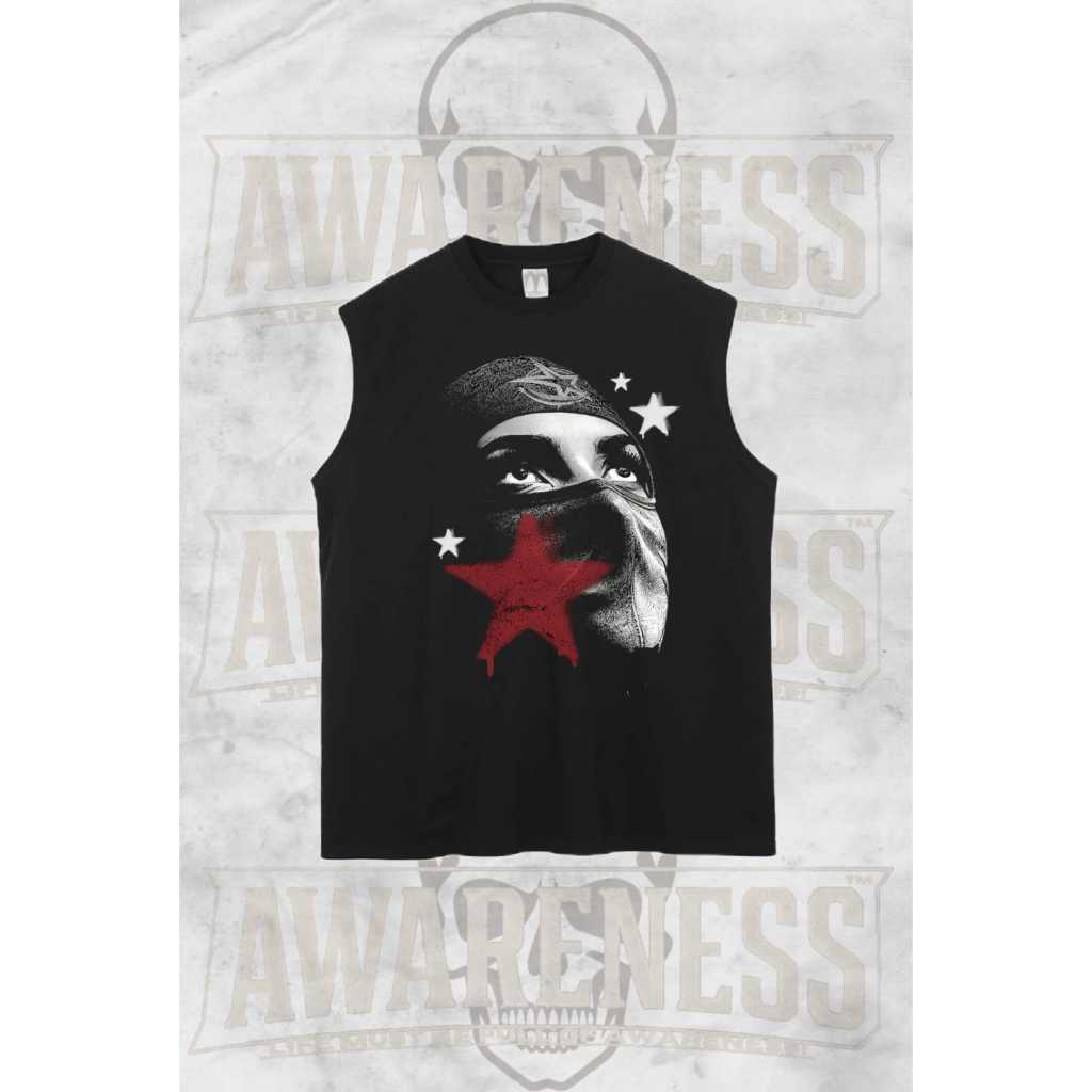 AWARENESS- Tshirt singlet lekbong pria kekinian  hitam keren