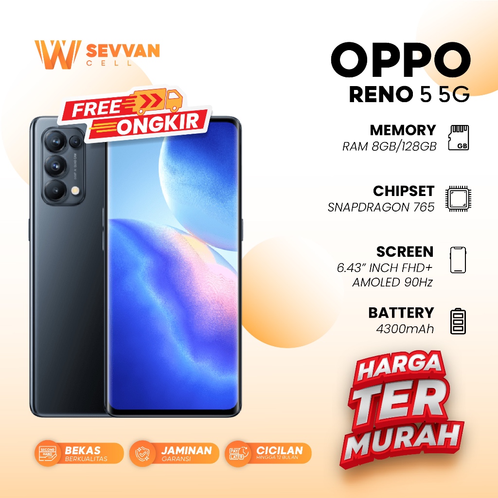 Handphone Oppo Reno 5 5G Ram 8 128GB