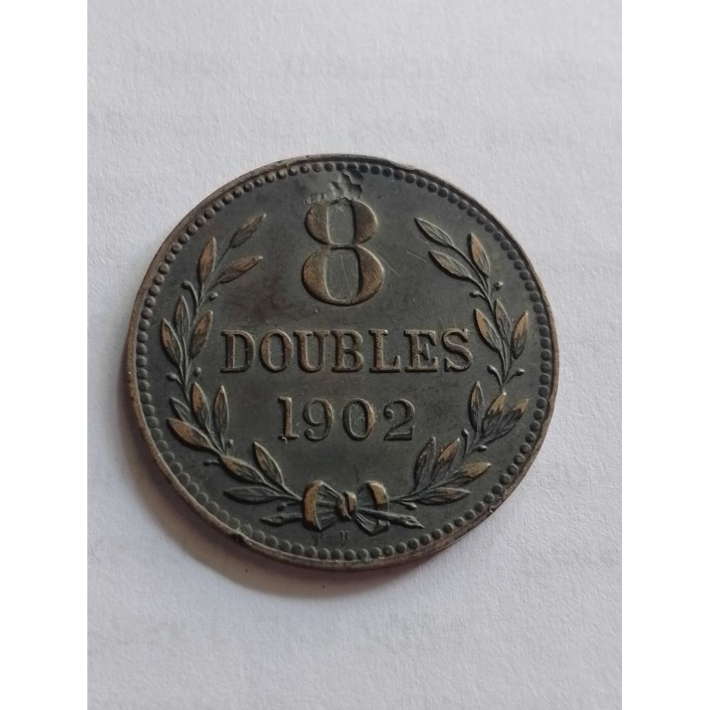 Koin Guernsey 8 doubles 1902 diameter 31,7 mm