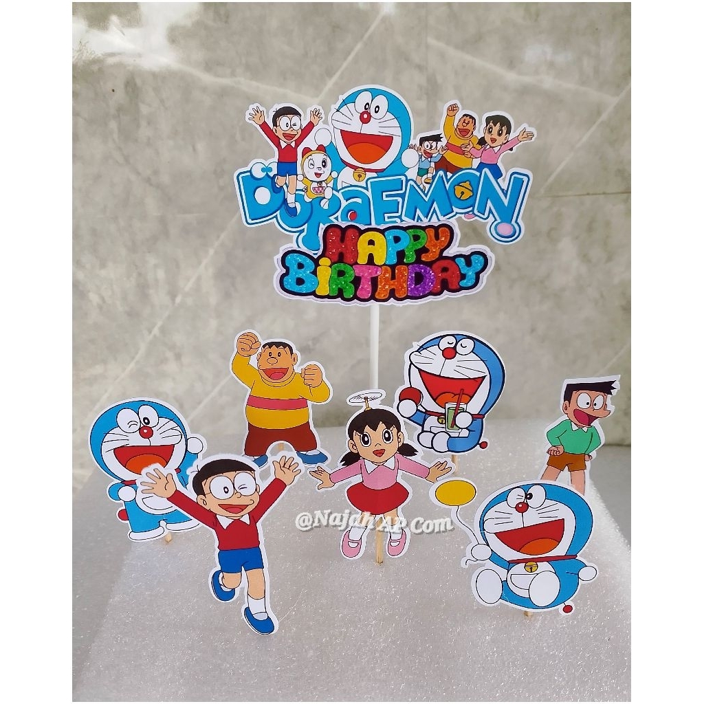 Topper Doraemon / Topper cake karakter Doraemon / Topper Happy Birthday / Topper kue Ulang Tahun