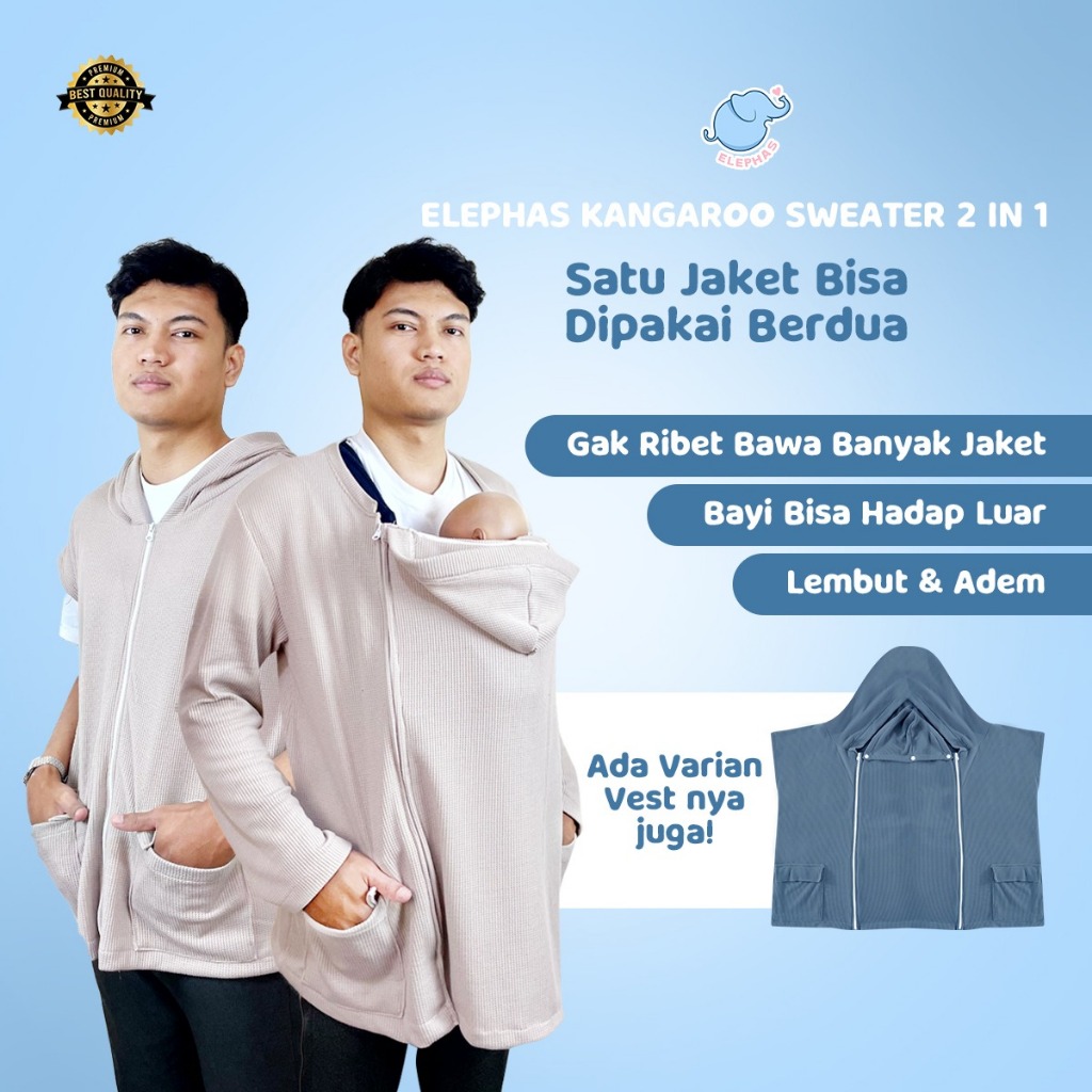 Elephas Kangaroo Sweater 2 in 1 - Sweater Selimut Multifungsi Cardigan Selimut Ibu dan Bayi Jaket Ge