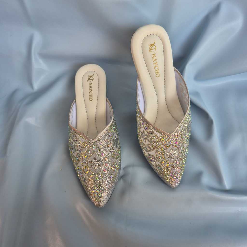 Wedding Shoes Wanita Pengantin Hak 3cm Premium Brukat Kondangan Seserahan