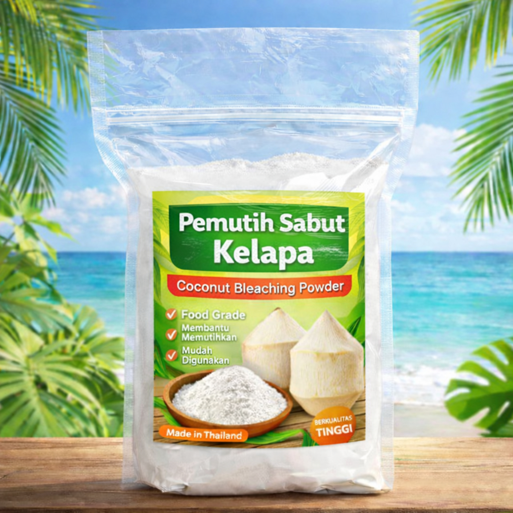 Coco Bleach/Serbuk Pemutih Sabut Kelapa Muda, Kelapa Diamond, Kelapa ala Thailand