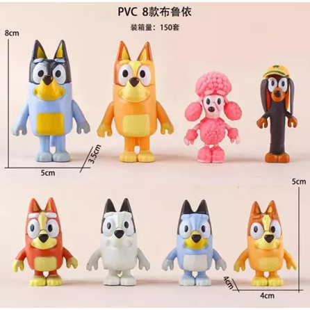 Figure Bluey kartun mainan bingo anjing biru family toys Set 8