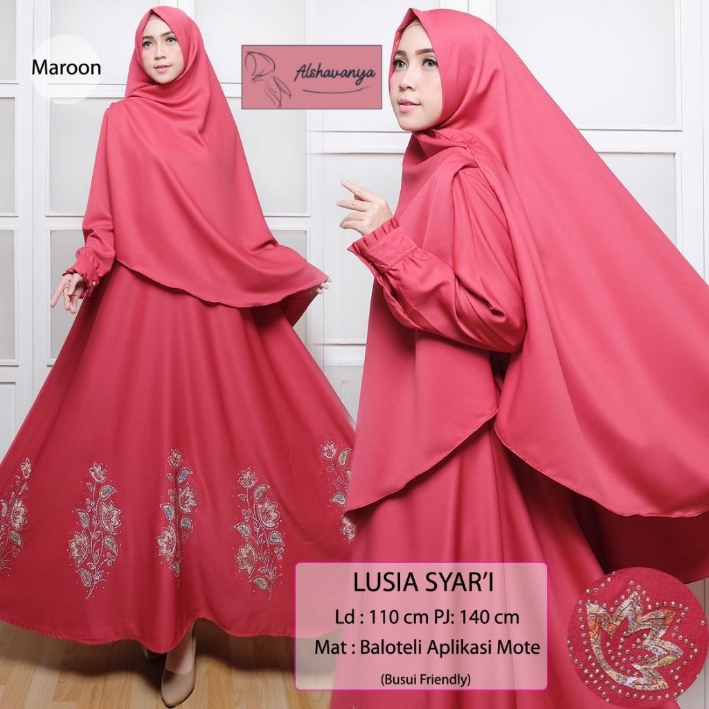 Lusia Syar'i by Alshavanya Gamis Syar'i Set Hijab Gamis Syar'i Mewah Gamis Pesta Syar'i Gamis Lebara