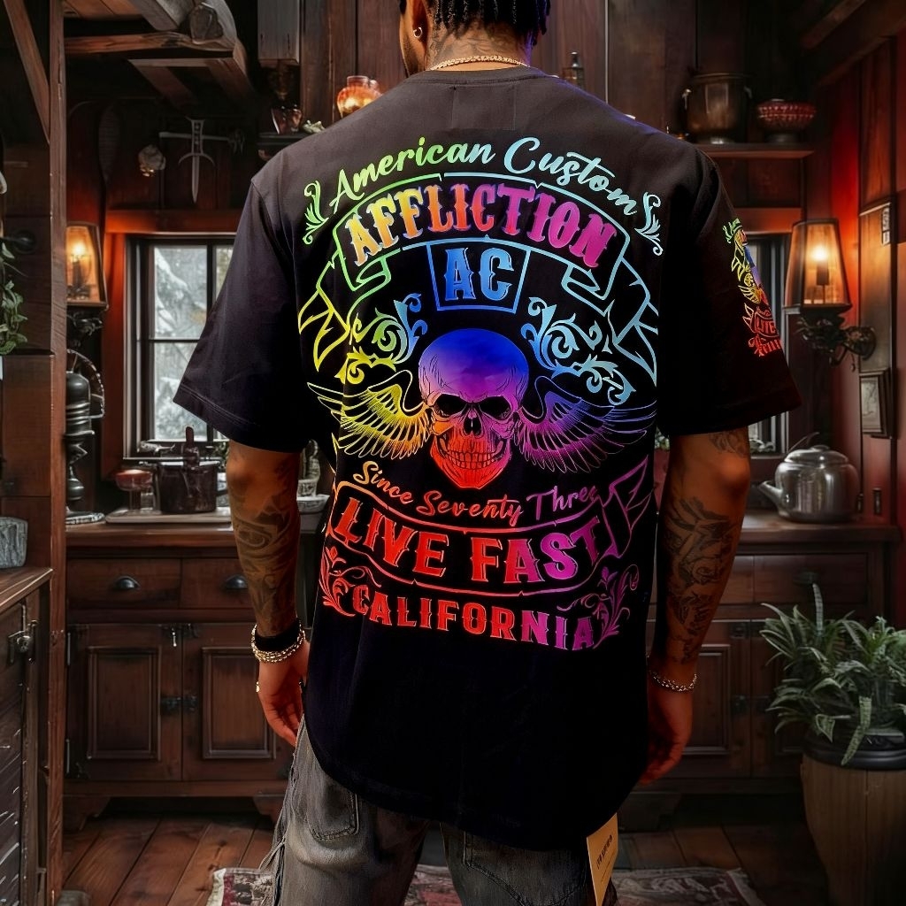 KAOS OBLONG T-SHIRT AFFLICTION RAINBOW