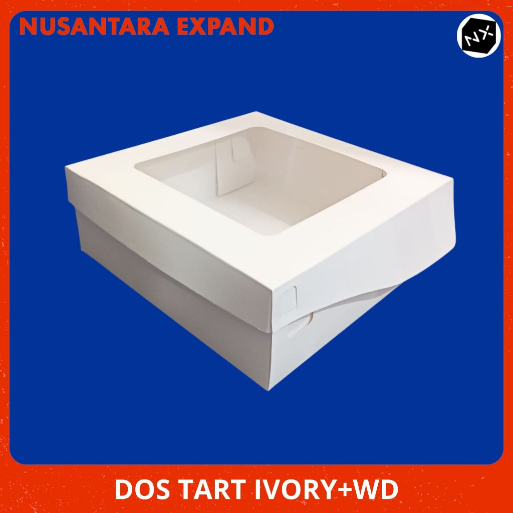 E-Flute Ivory Tart Box + Window / Dos Kue Tar Eflute & Ivory Dengan Tutup mika