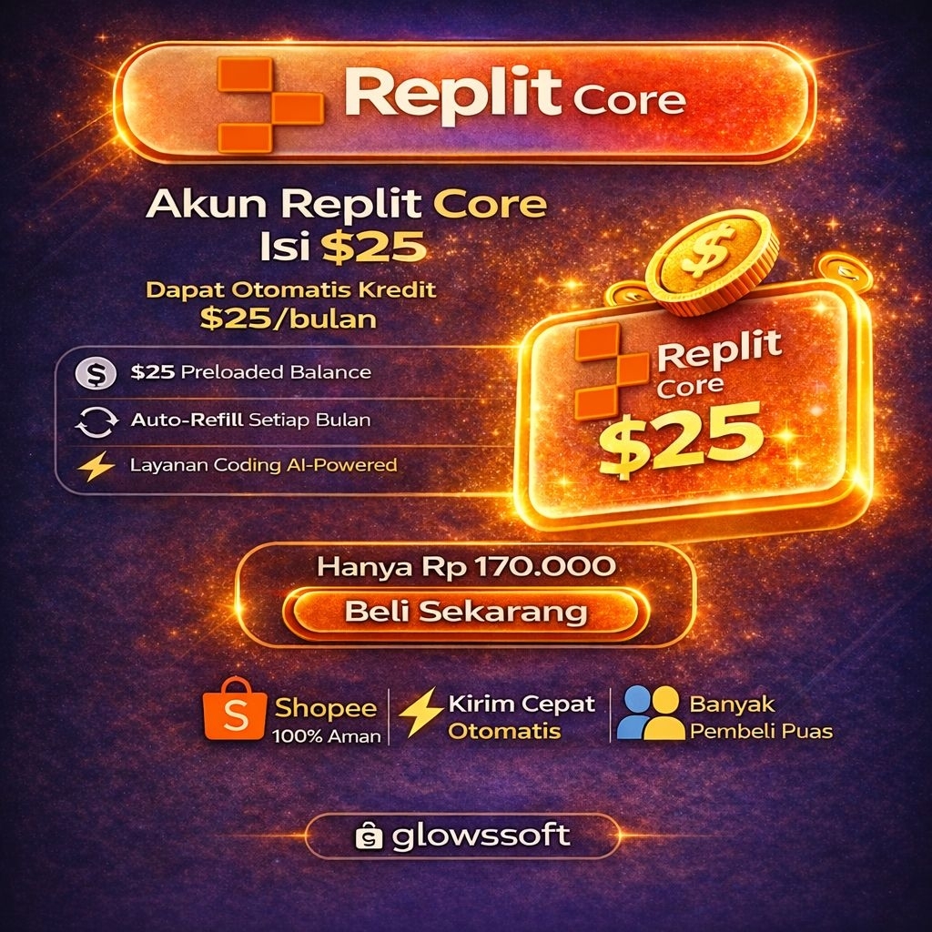 Replit core [real store] kredit bulanan 20$ (bulan pertama 20$) priode 1 tahun