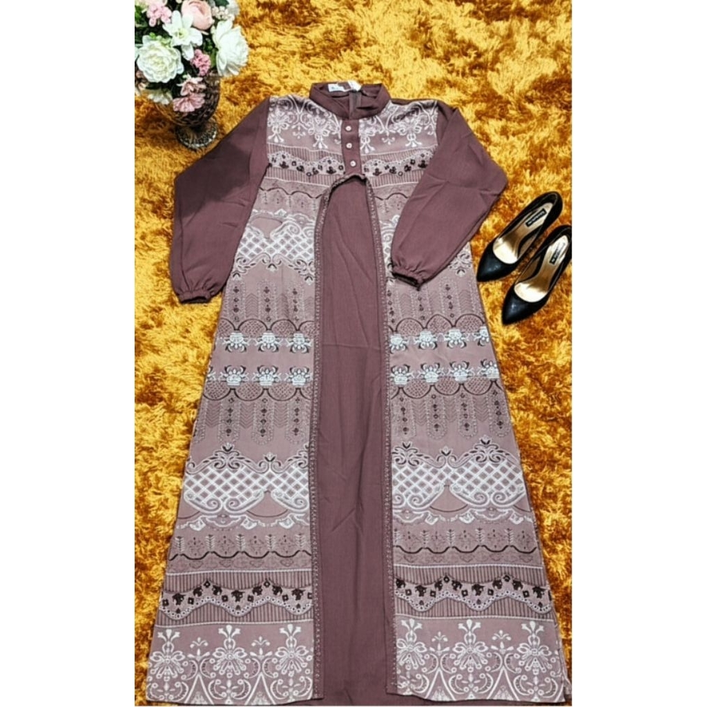 Gamis cantik dua layer, bahan jatuh dan adem
