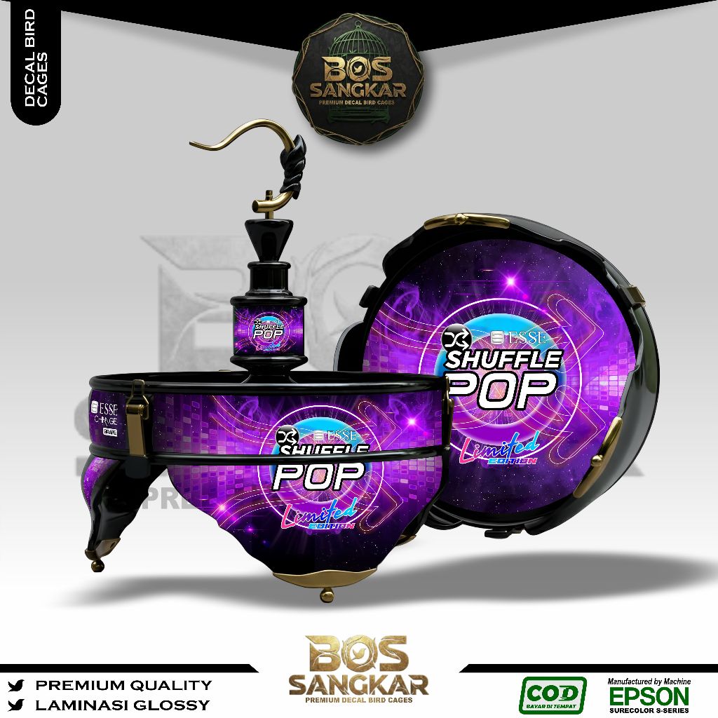 STIKER DECAL SANGKAR BURUNG BUNDAR LINGKARAN LOVE BIRD HELOPET BATMAN CUSTOM SHUFFLE POP BS4