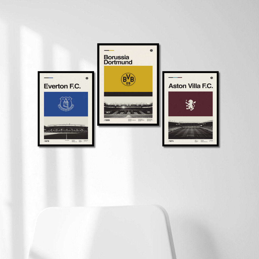 [PREMIUM] Poster Bola Minimalis Retro - Wall Art Estetik Dekorasi Kamar Cowok