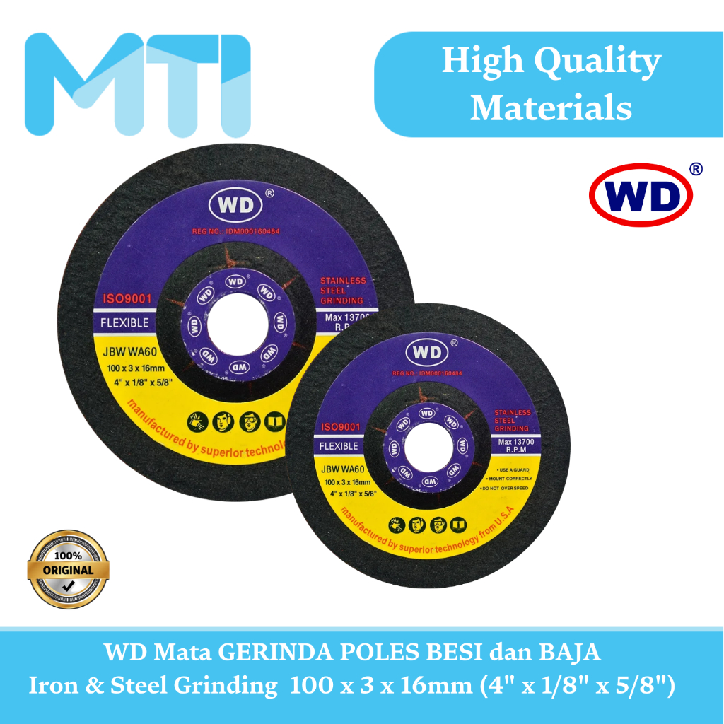 WD Batu Gerinda / Mata Gerinda Poles Asah Besi dan Baja 4 inci x 3 - 1 Pcs Termurah