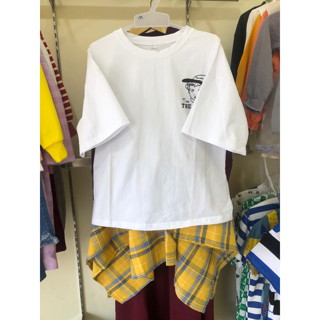 set pakaian anak perempuan rok kuning