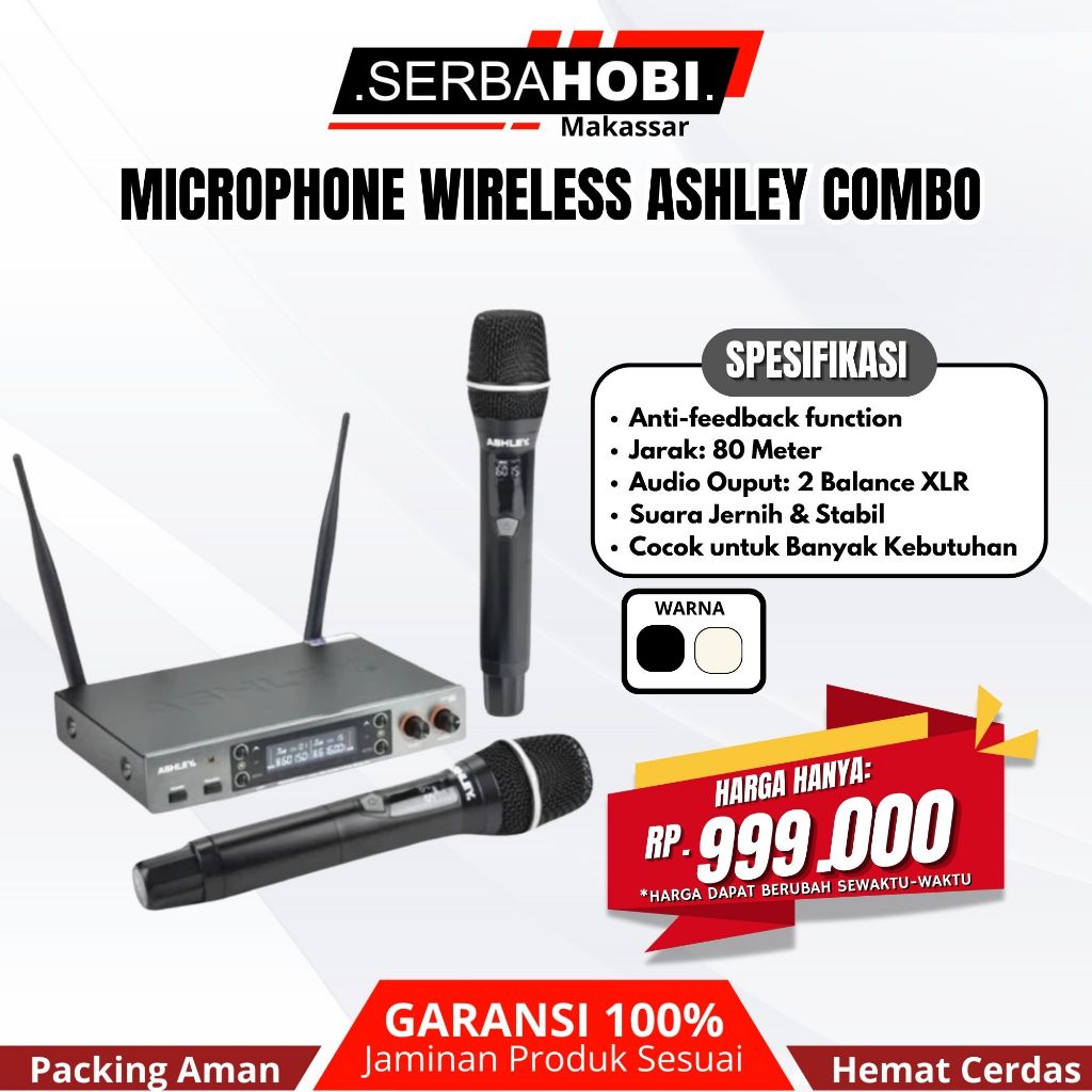 MICROPHONE ASHLEY WIRELESS SET 2 MIC COMBO / MICROPHONE ASHLEY COMBO ORIGINAL