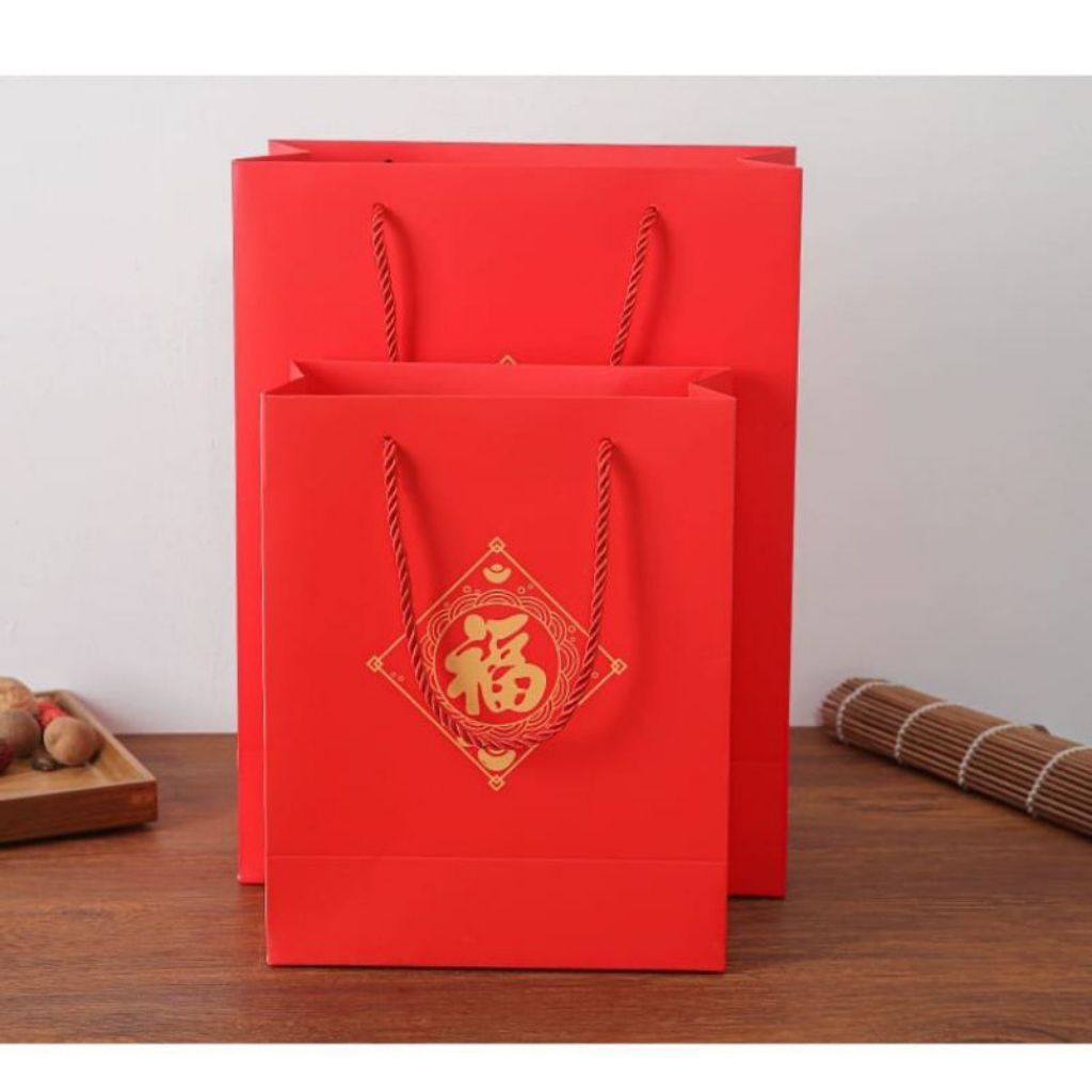 PAPER BAG FU MERAH POLOS / PAPER BAG IMLEK SINCIA