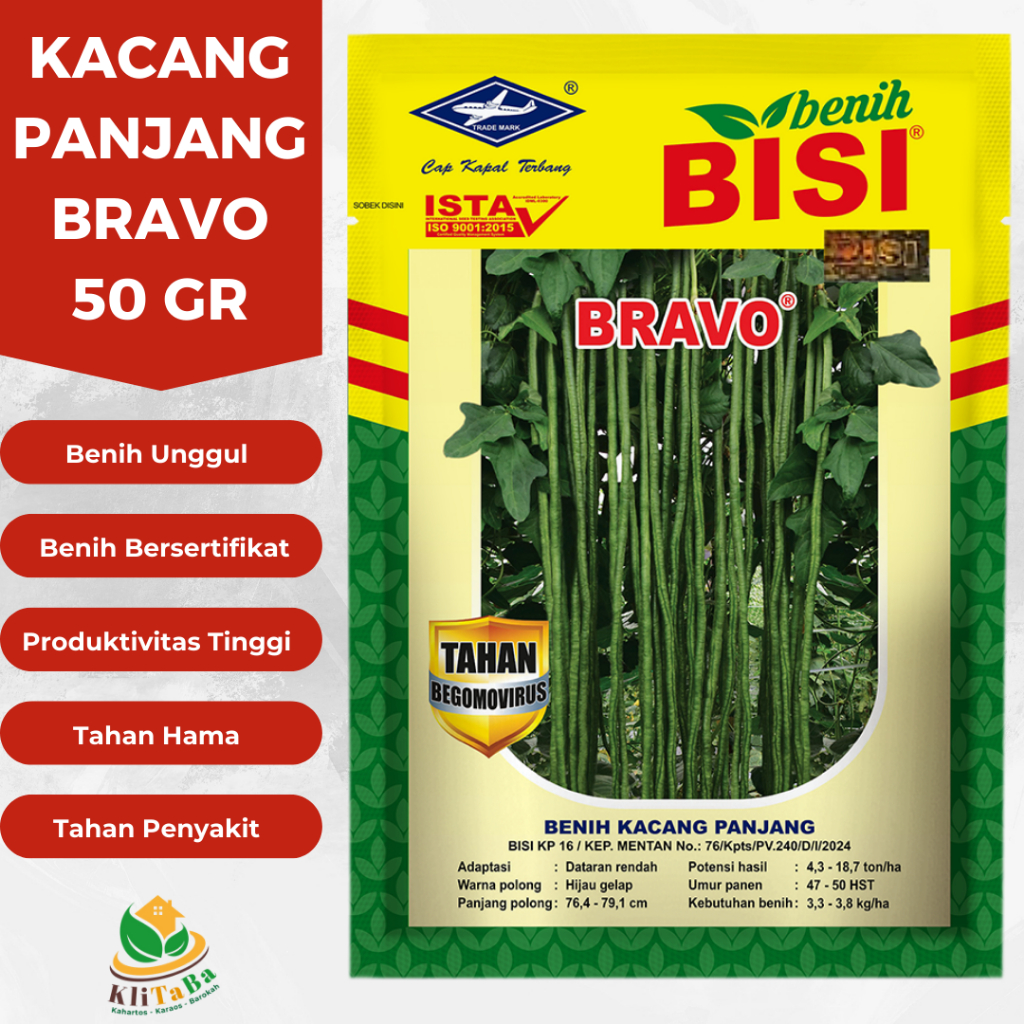 Benih Kacang Panjang Bravo 50 gr - BISI Cap Kapal Terbang