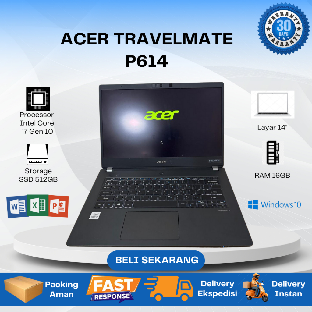 Laptop Acer TravelMate P614 Intel Core i7 Gen 10 Ram 16GB SSD 512GB 14inch