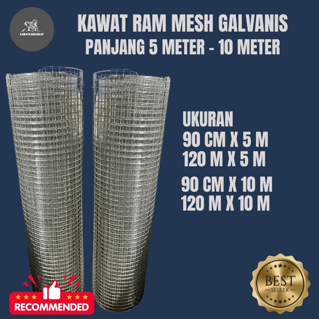 Kawat Ram Mesh Galvanis Lubangan 2,5 x 2,5 cm Panjang 5 meter - 10 meter Tebal Kawat 2 mm