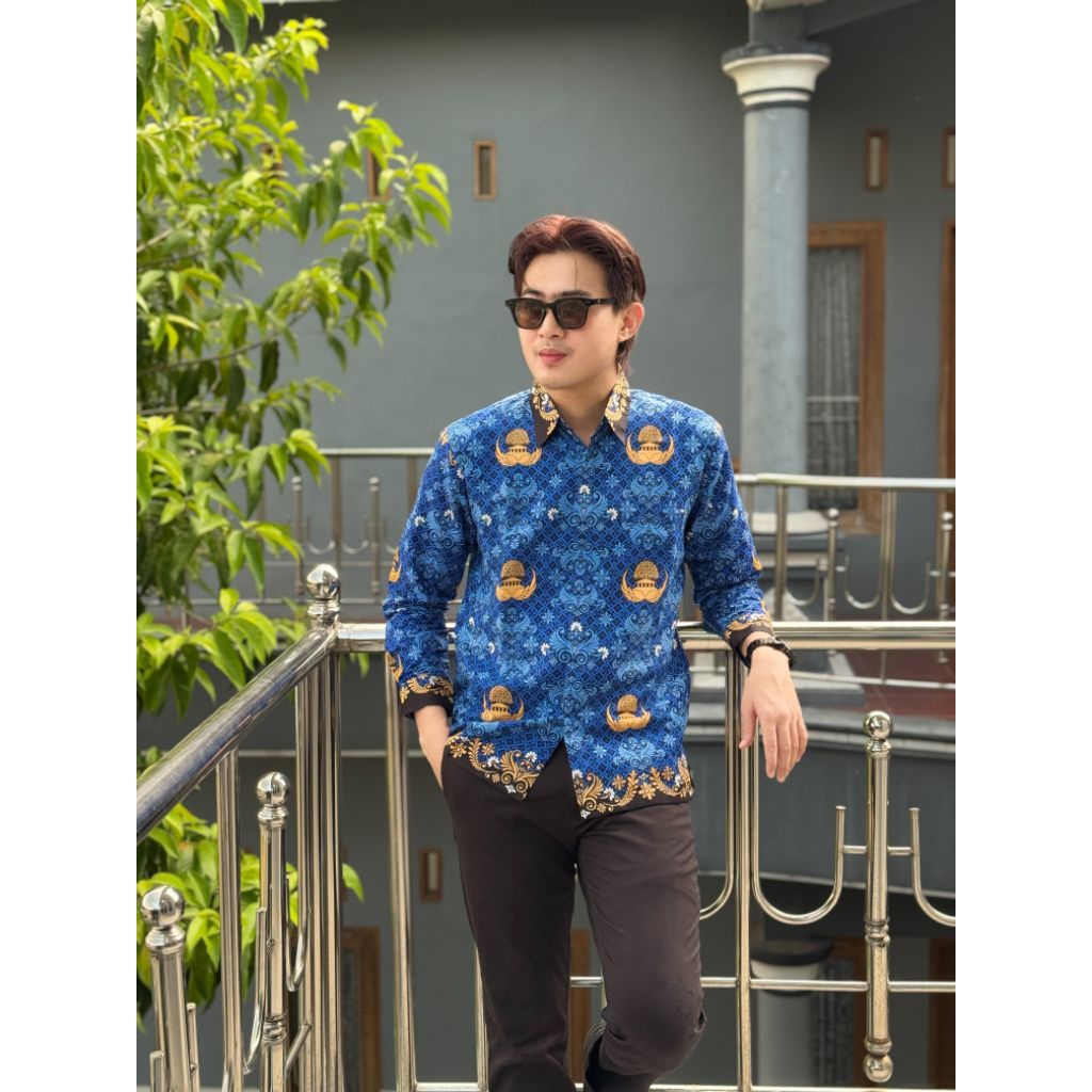 Baju Batik KORPRI Pria Terbaru Lengan Panjang Slimfit Modern Full Furing Katun