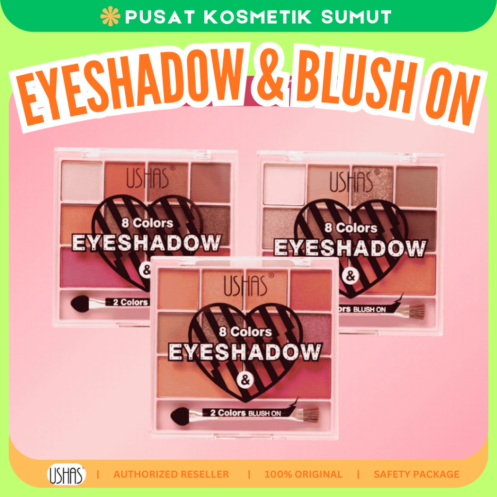 USHAS [NEW] 8 COLOR EYESHADOW & 2 COLOR BLUSH ON ES2729 |17,6gr Perona Pipi Eye Shadow Bluson